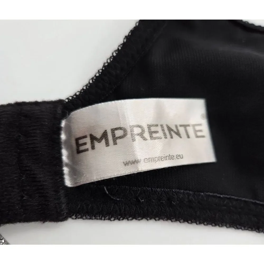 Empreinte Lilly Bra Size 32E Black Lace White Details Underwire Full Coverage